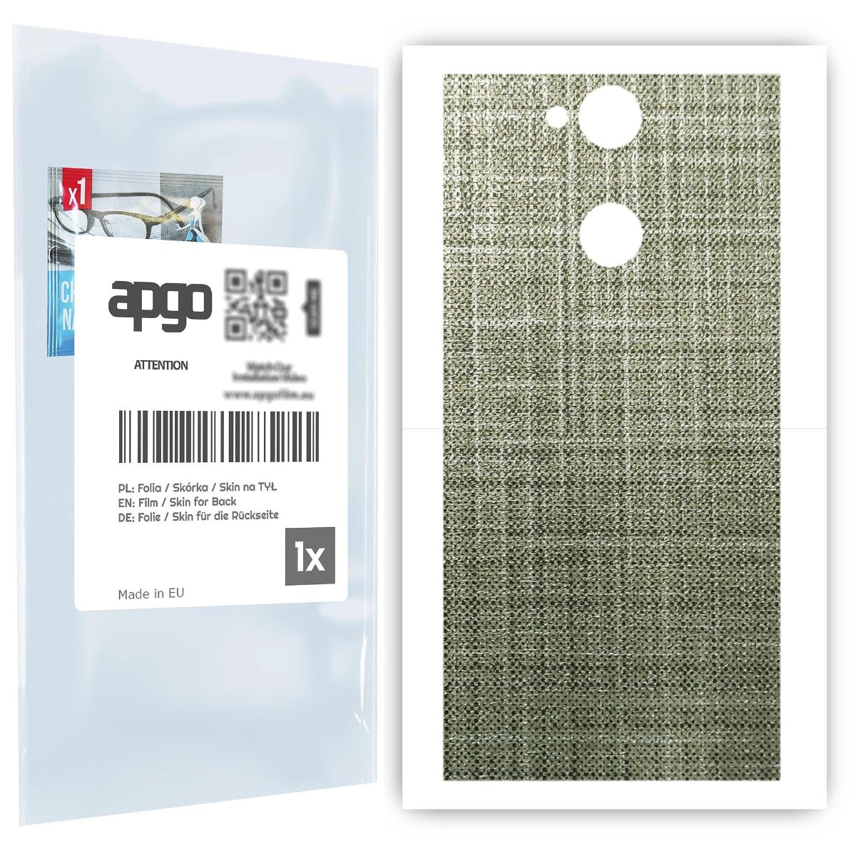 Folia naklejka skórka strukturalna na TYŁ do Sony Xperia XA2 -  Tkanina Lniana - apgo SKINS