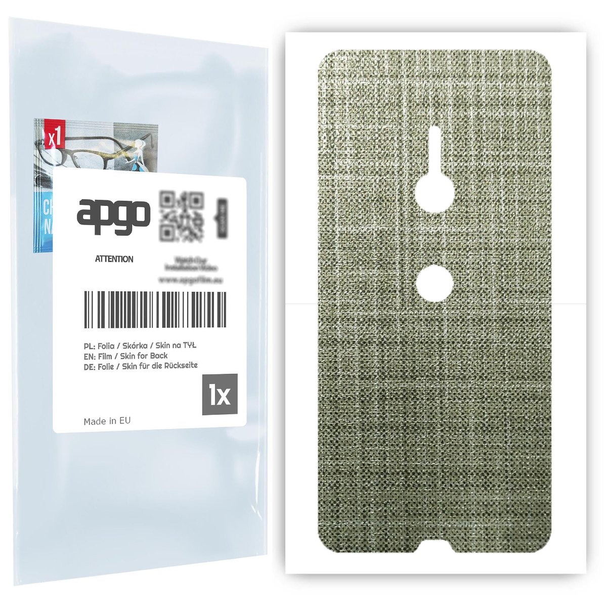 Folia naklejka skórka strukturalna na TYŁ do Sony Xperia XZ3 -  Tkanina Lniana - apgo SKINS