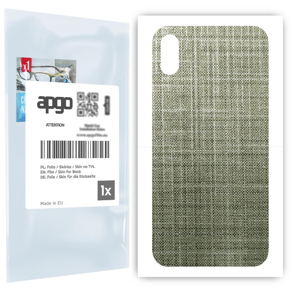Folia naklejka skórka strukturalna na TYŁ do Apple iPhone X -  Tkanina Lniana - apgo SKINS