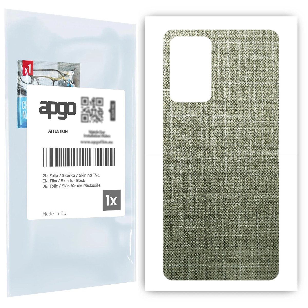 Folia naklejka skórka strukturalna na TYŁ do Samsung Galaxy A72 -  Tkanina Lniana - apgo SKINS