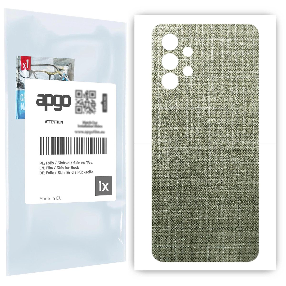 Folia naklejka skórka strukturalna na TYŁ do Samsung Galaxy A32 4G -  Tkanina Lniana - apgo SKINS