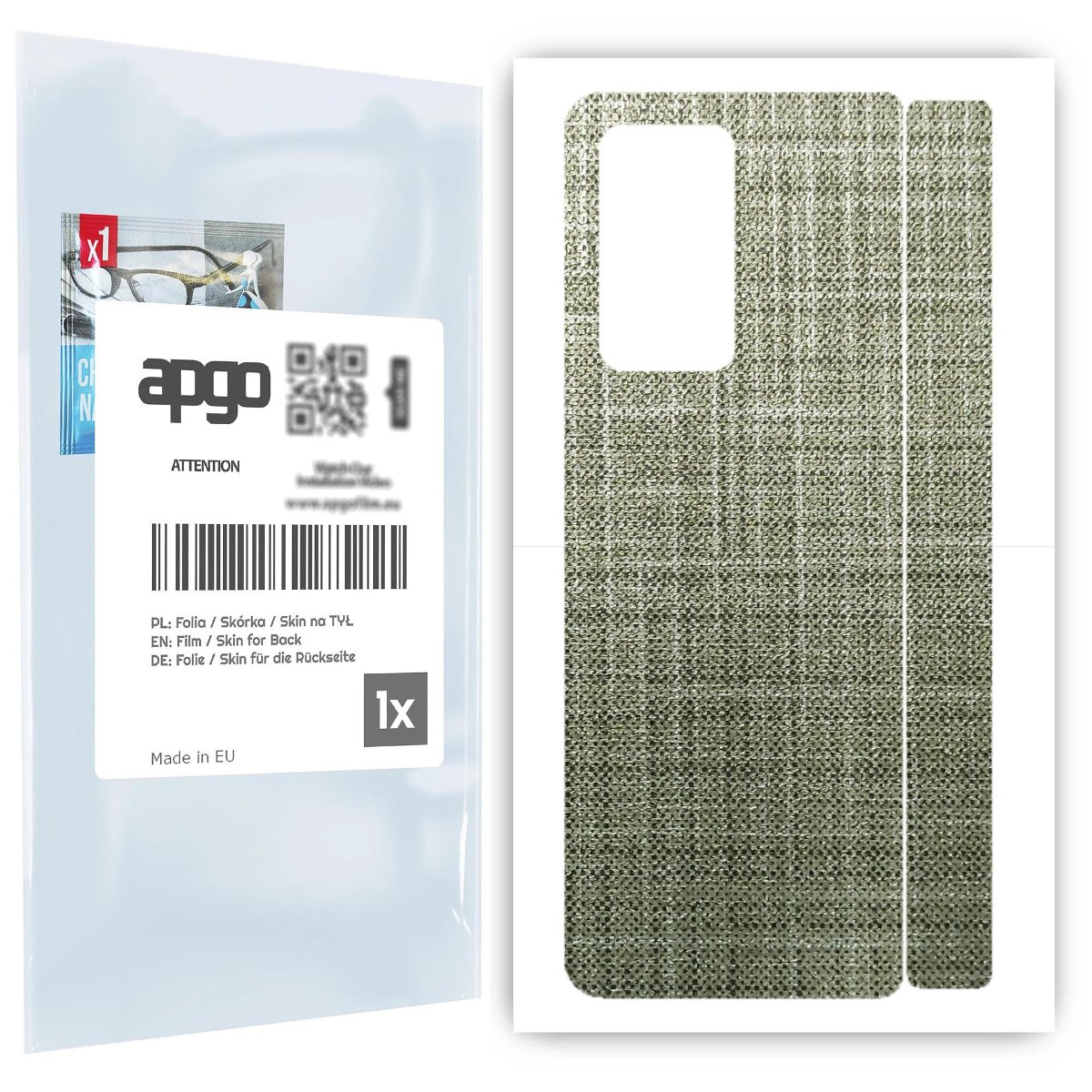 Folia naklejka skórka strukturalna na TYŁ do Samsung Galaxy Z Fold 2 -  Tkanina Lniana - apgo SKINS