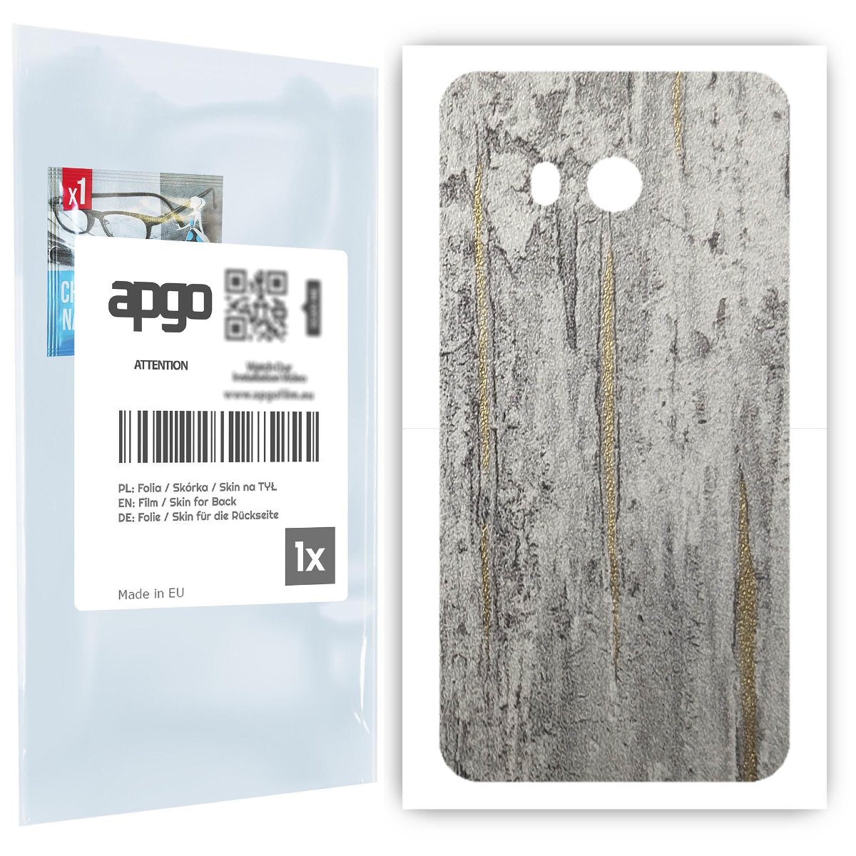 Folia naklejka skórka strukturalna na TYŁ do HTC U11 -  Beton Złote Paski - apgo SKINS