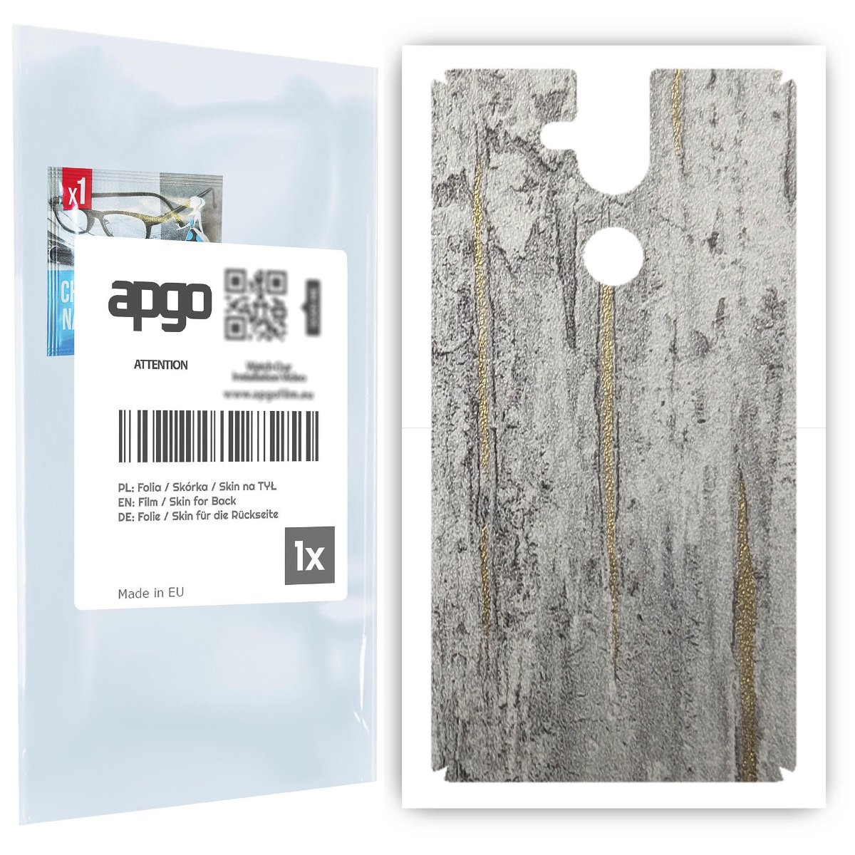 Folia naklejka skórka strukturalna na TYŁ do Nokia 8 Sirocco -  Beton Złote Paski - apgo SKINS