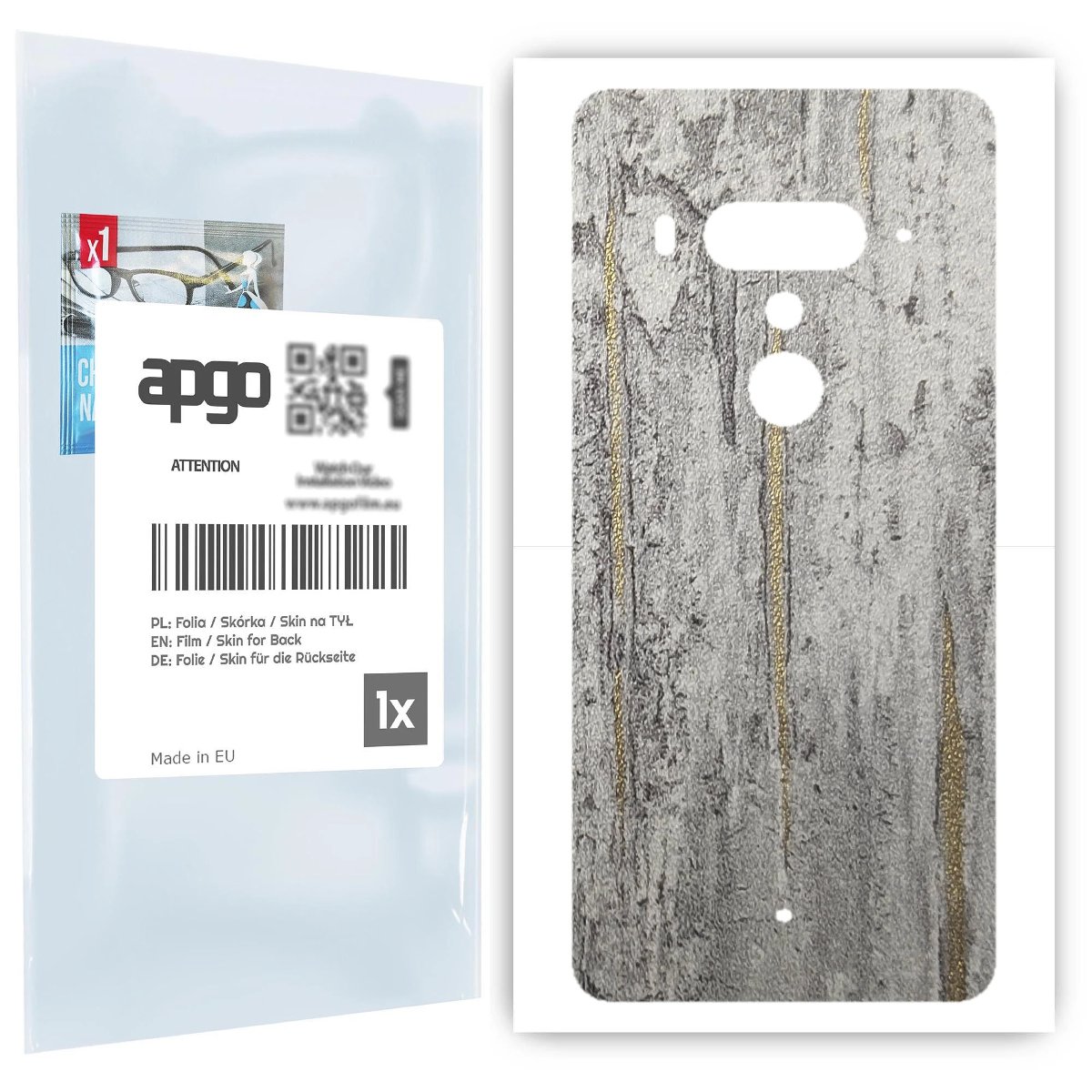 Folia naklejka skórka strukturalna na TYŁ do HTC U12+ -  Beton Złote Paski - apgo SKINS