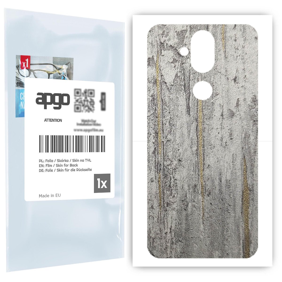 Folia naklejka skórka strukturalna na TYŁ do Nokia 8.1 (Nokia X7) -  Beton Złote Paski - apgo SKINS