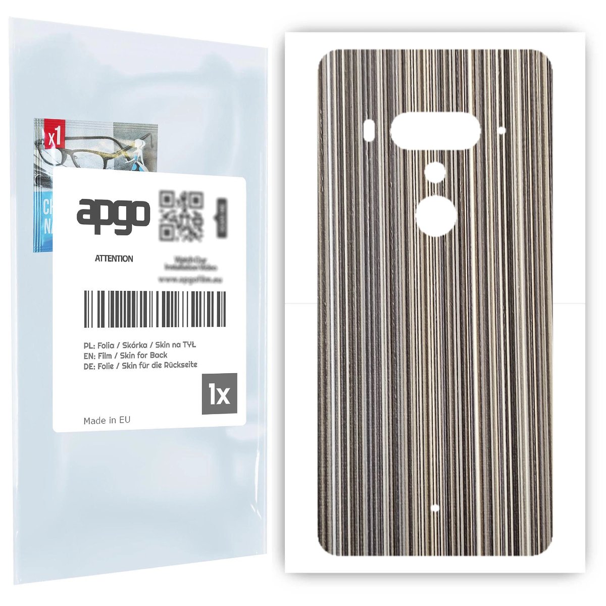 Folia naklejka skórka strukturalna na TYŁ do HTC U12+ -  Tkanina Paski Mix - apgo SKINS