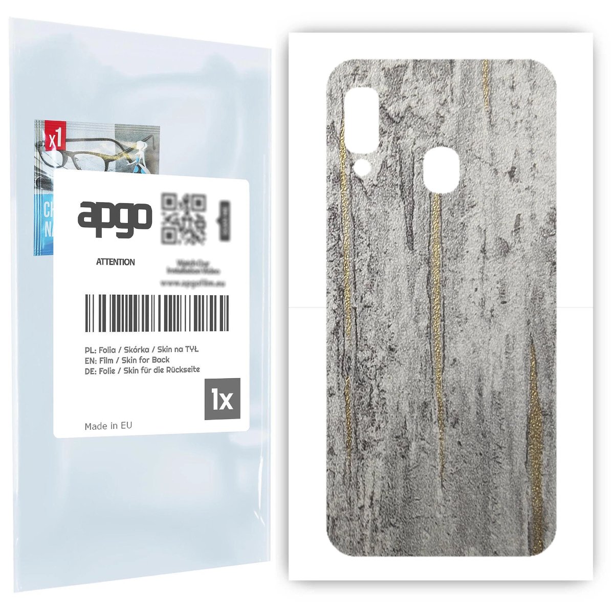Folia naklejka skórka strukturalna na TYŁ do Samsung Galaxy A20e -  Beton Złote Paski - apgo SKINS