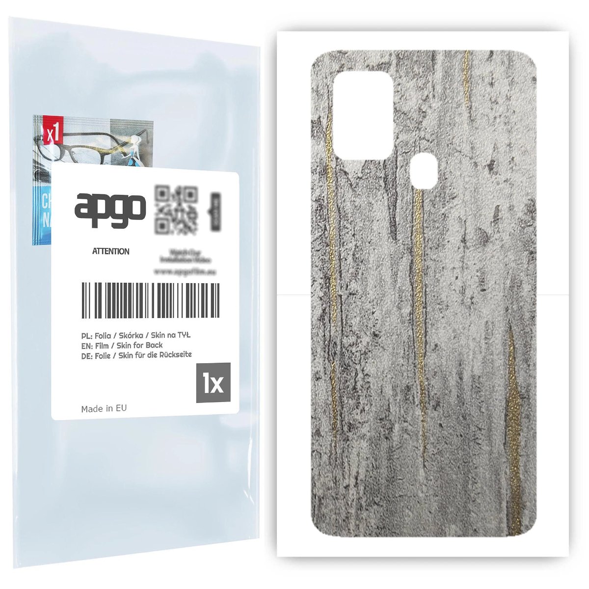 Folia naklejka skórka strukturalna na TYŁ do Samsung Galaxy A21s -  Beton Złote Paski - apgo SKINS