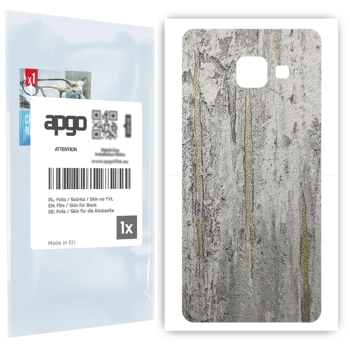 Folia naklejka skórka strukturalna na TYŁ do Samsung Galaxy A3 2016 A310F -  Beton Złote Paski - apgo SKINS