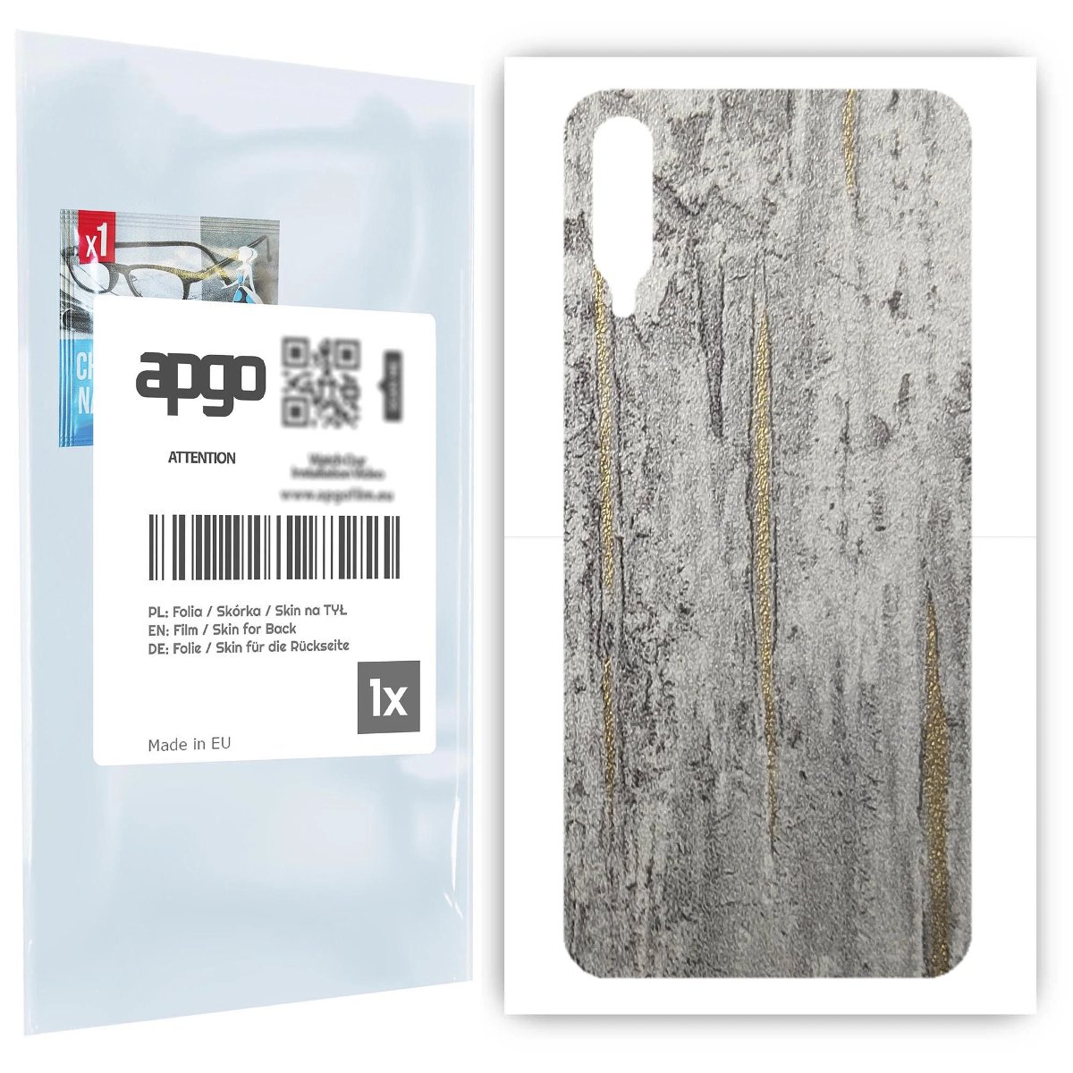 Folia naklejka skórka strukturalna na TYŁ do Samsung Galaxy A30s -  Beton Złote Paski - apgo SKINS