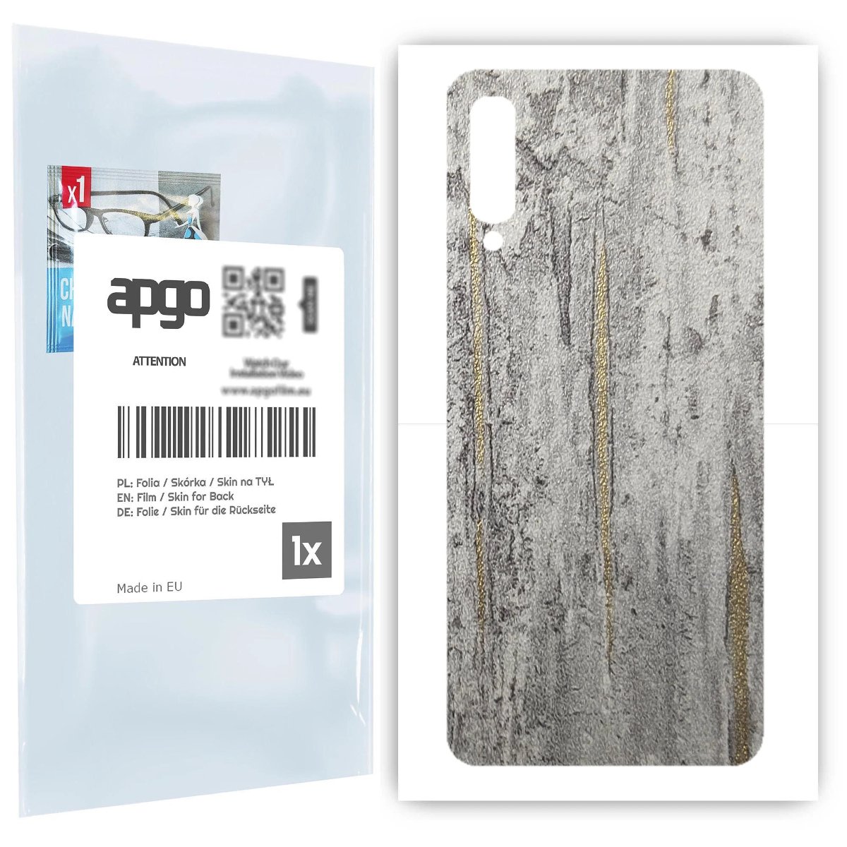 Folia naklejka skórka strukturalna na TYŁ do Samsung Galaxy A50 -  Beton Złote Paski - apgo SKINS