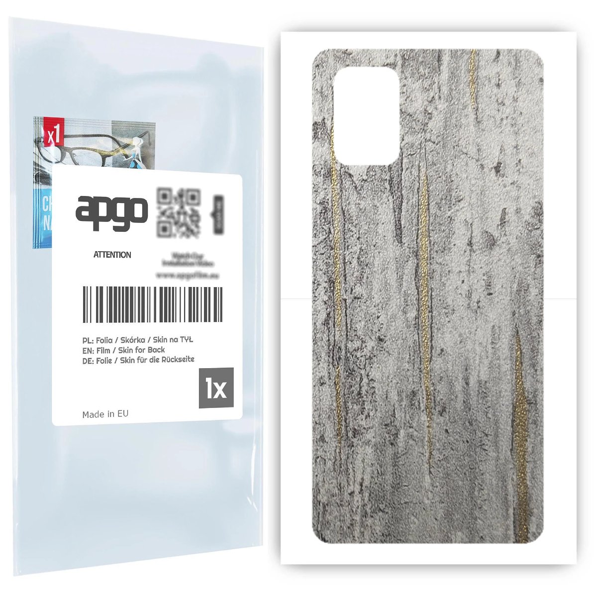 Folia naklejka skórka strukturalna na TYŁ do Samsung Galaxy A71 -  Beton Złote Paski - apgo SKINS