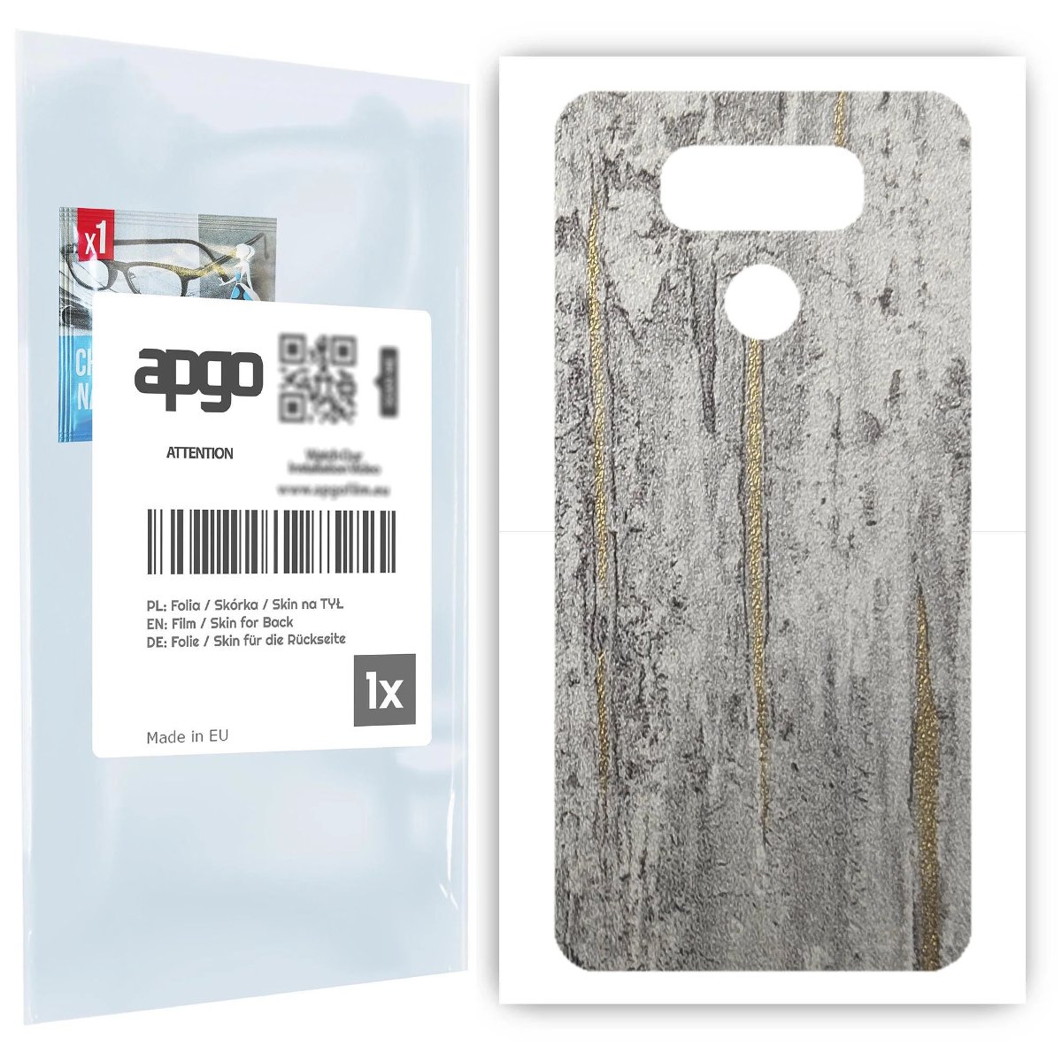 Folia naklejka skórka strukturalna na TYŁ do LG G6 -  Beton Złote Paski - apgo SKINS