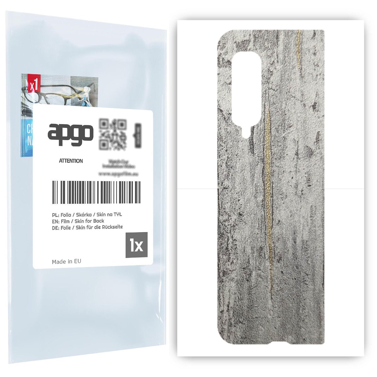 Folia naklejka skórka strukturalna na TYŁ do Samsung Galaxy Fold -  Beton Złote Paski - apgo SKINS
