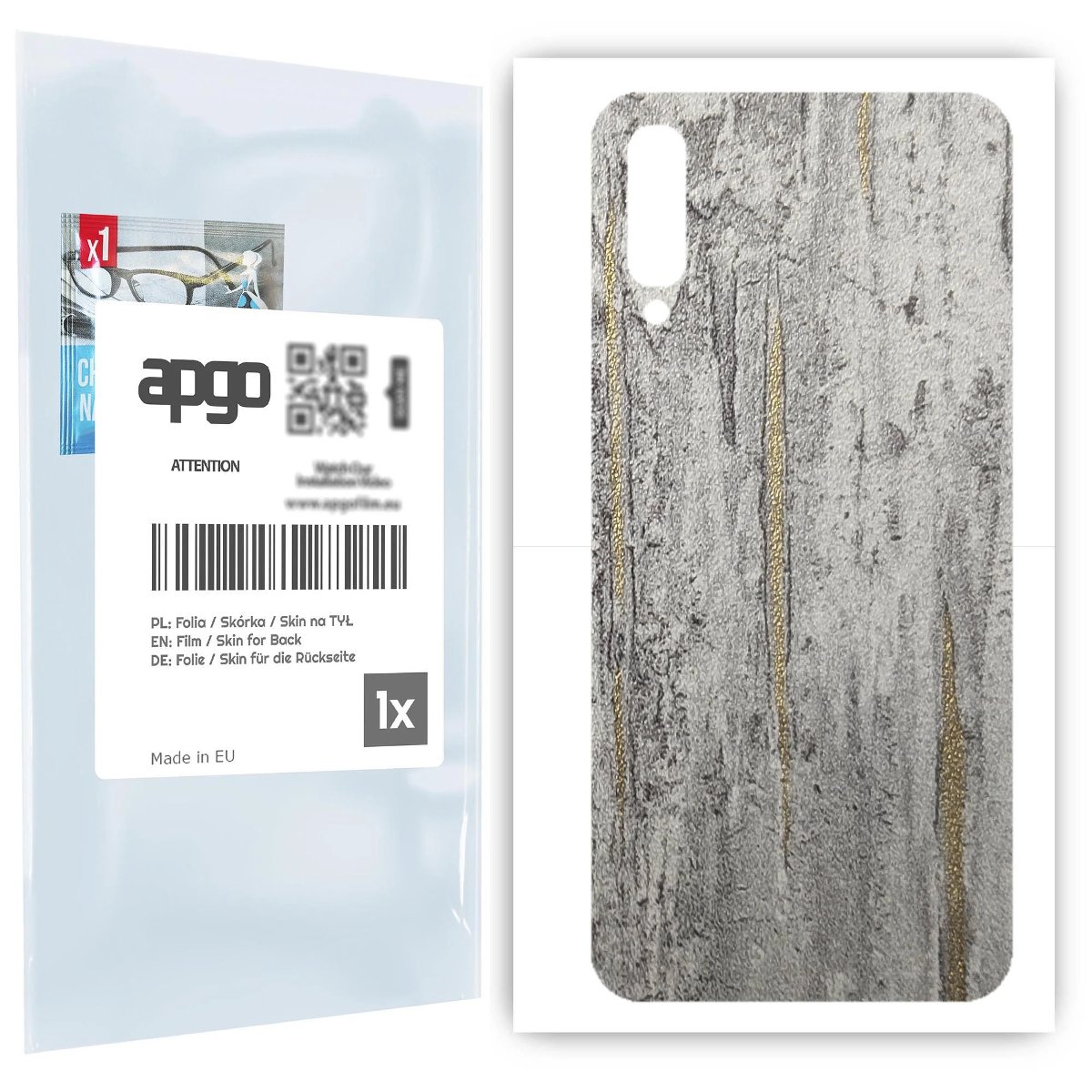 Folia naklejka skórka strukturalna na TYŁ do Samsung Galaxy A70 -  Beton Złote Paski - apgo SKINS