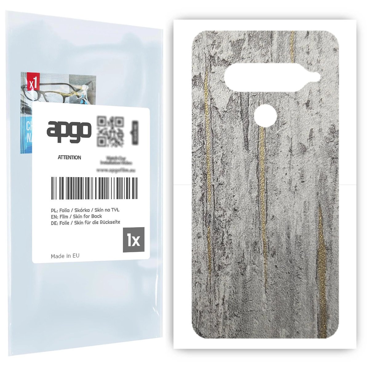 Folia naklejka skórka strukturalna na TYŁ do LG G8S ThinQ -  Beton Złote Paski - apgo SKINS