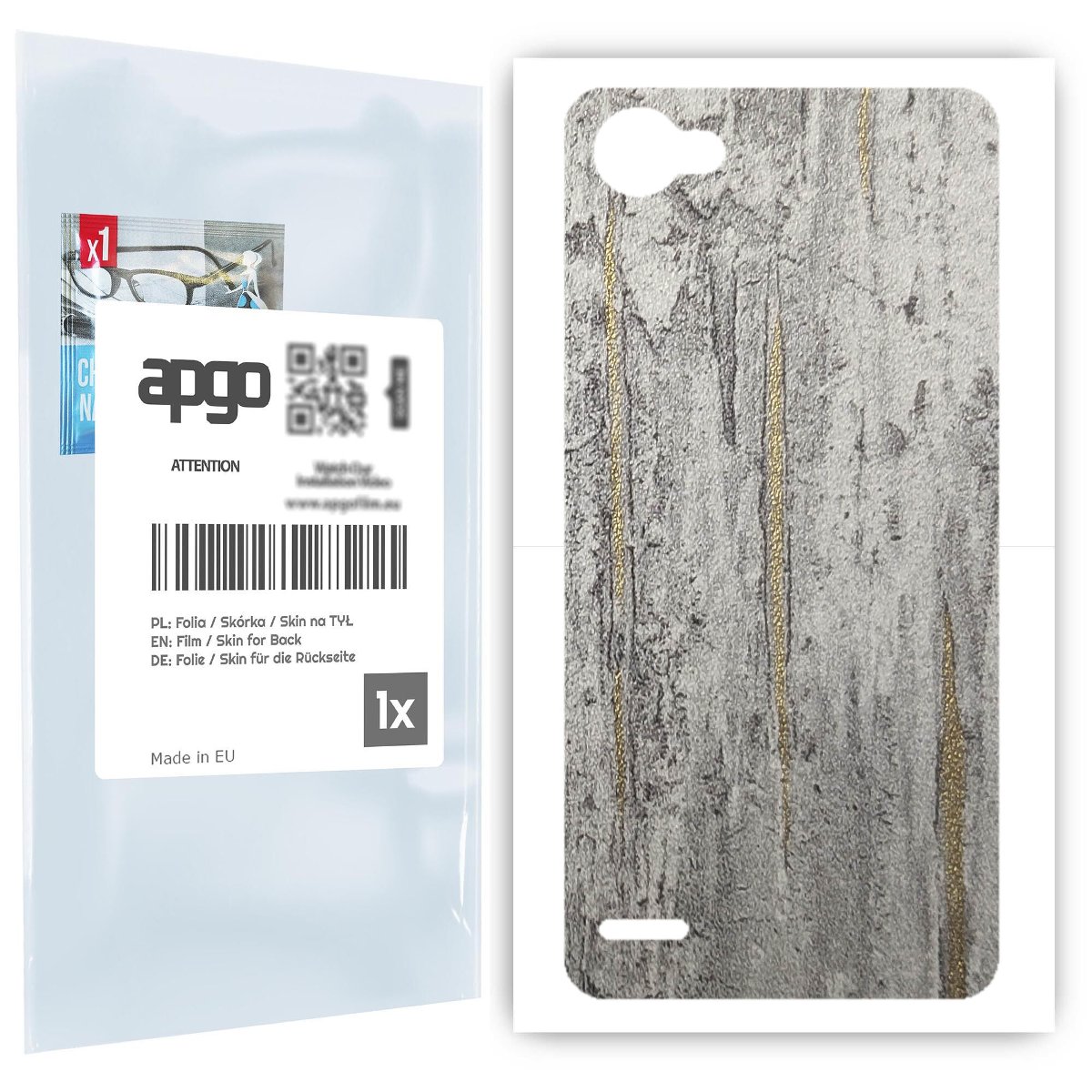 Folia naklejka skórka strukturalna na TYŁ do LG Q6 -  Beton Złote Paski - apgo SKINS