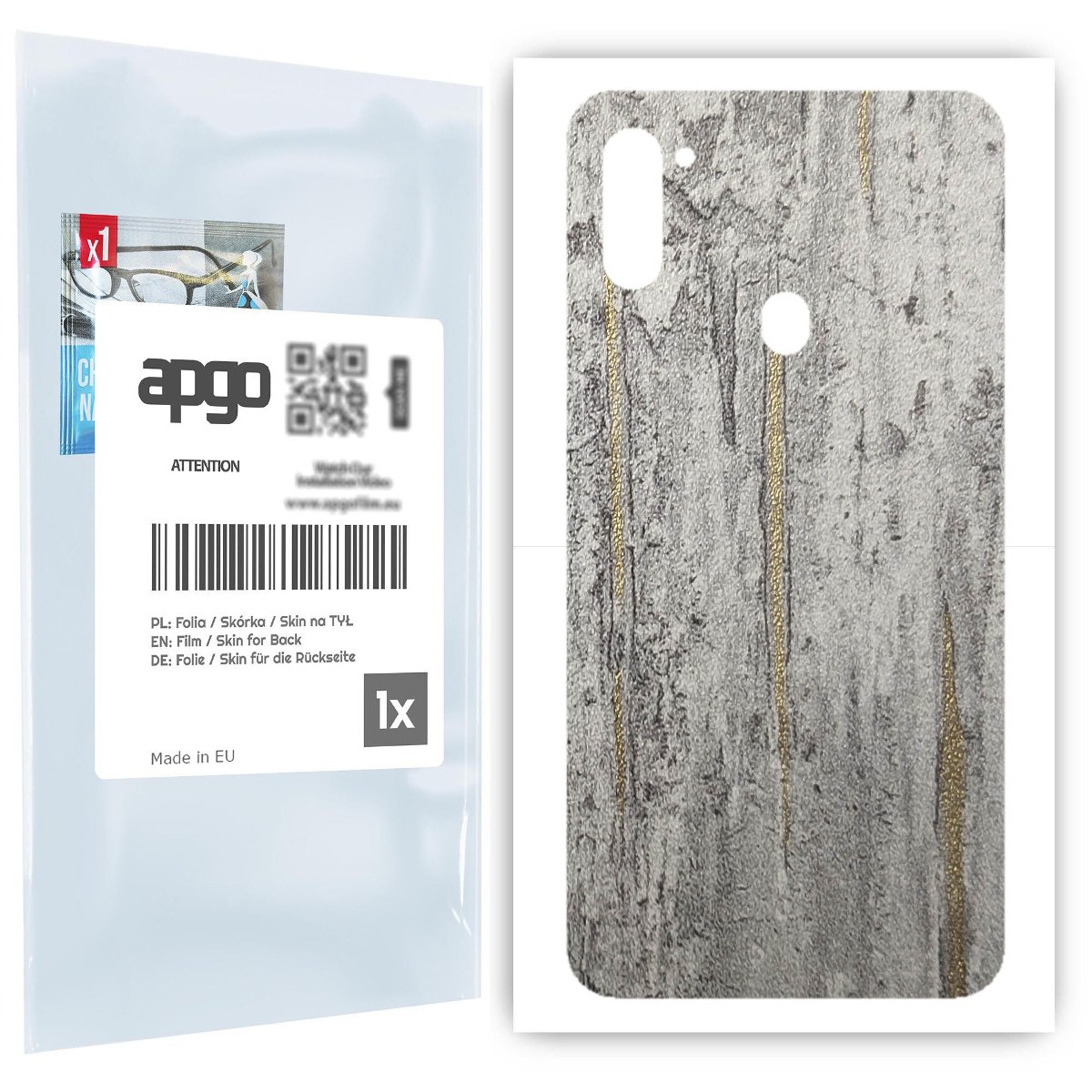 Folia naklejka skórka strukturalna na TYŁ do Samsung Galaxy M11 -  Beton Złote Paski - apgo SKINS