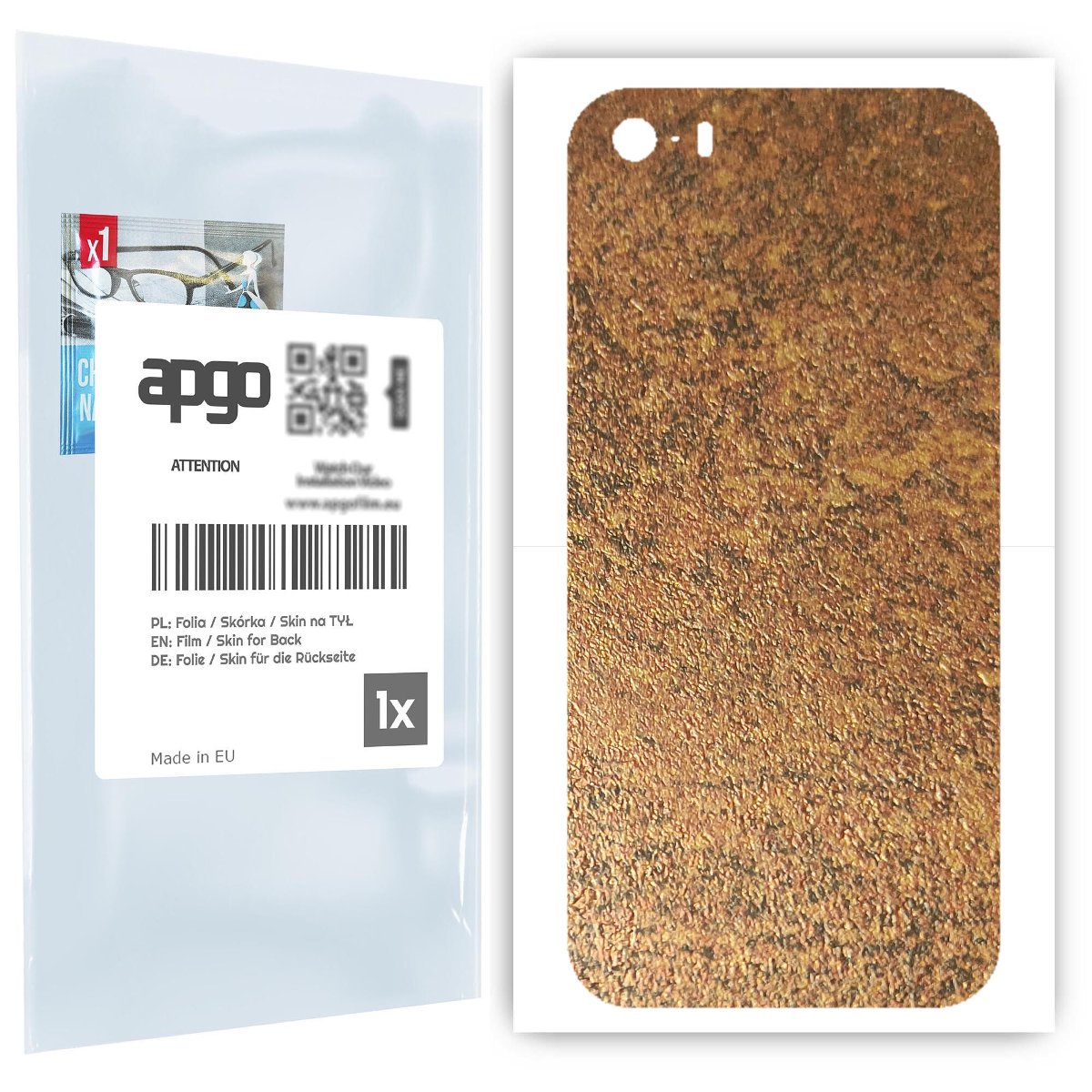 Folia naklejka skórka strukturalna na TYŁ do Apple iPhone 5 -  Zardzewiała Miedź - apgo SKINS