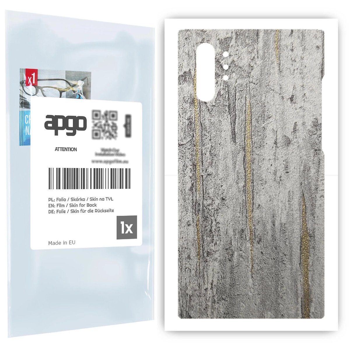 Folia naklejka skórka strukturalna na TYŁ do Samsung Galaxy Note 10+ 5G -  Beton Złote Paski - apgo SKINS