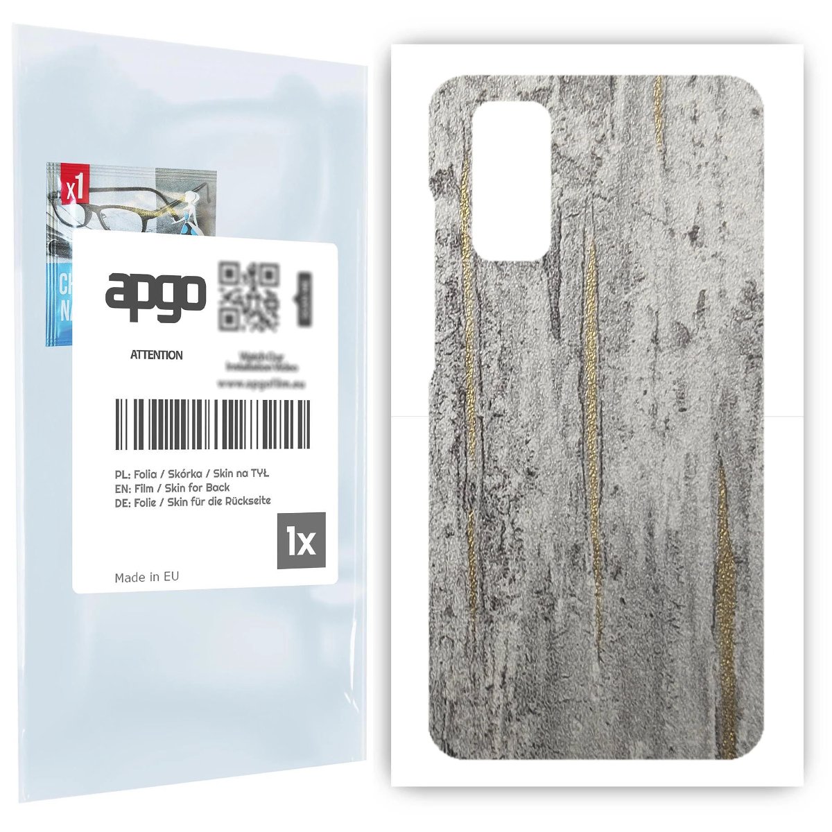 Folia naklejka skórka strukturalna na TYŁ do Samsung Galaxy S20 -  Beton Złote Paski - apgo SKINS