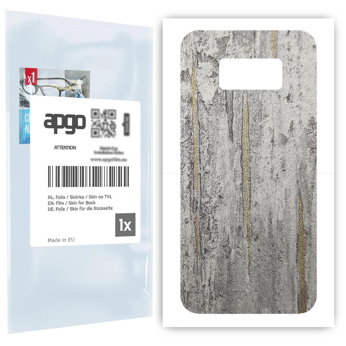 Folia naklejka skórka strukturalna na TYŁ do Samsung Galaxy S8 -  Beton Złote Paski - apgo SKINS