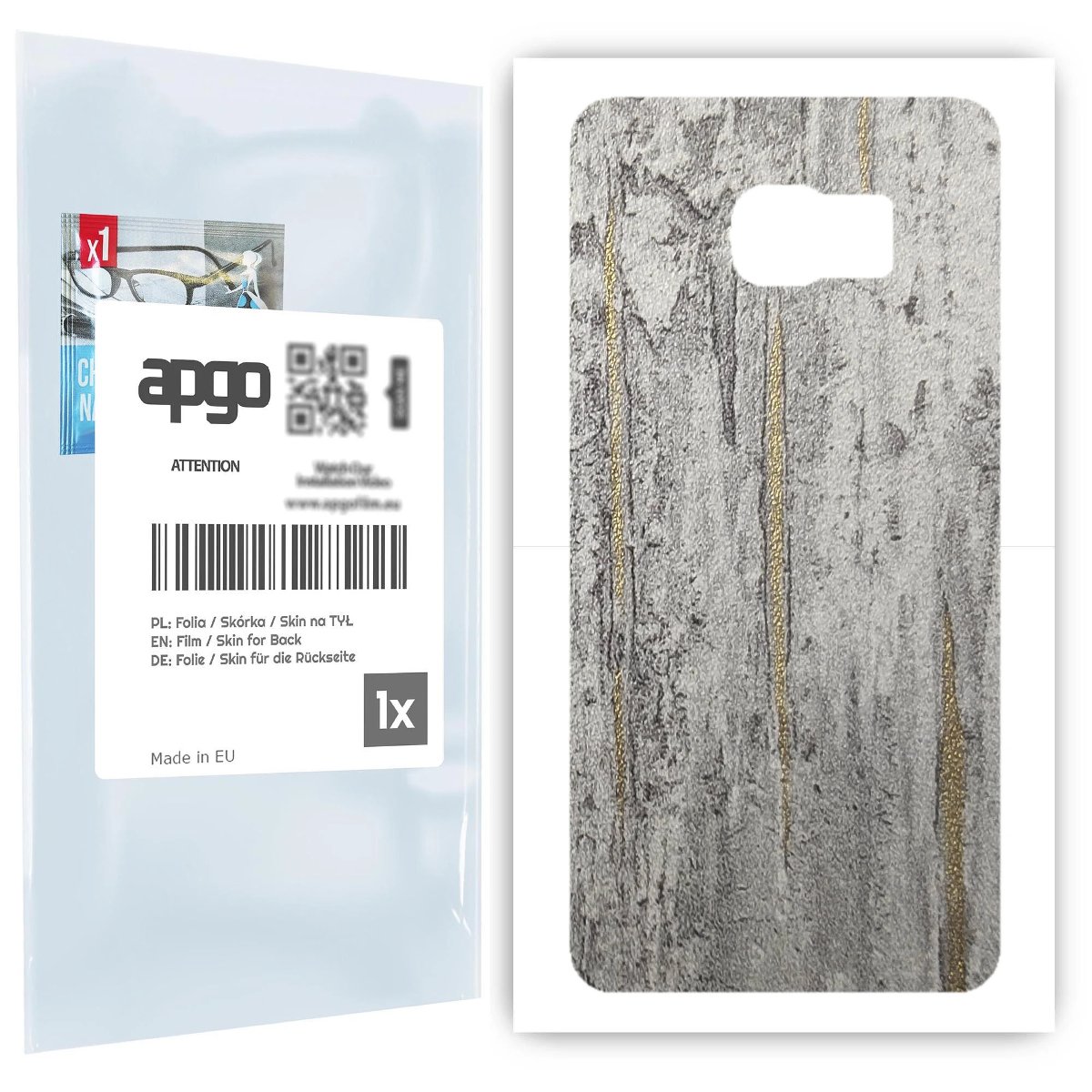 Folia naklejka skórka strukturalna na TYŁ do Samsung Galaxy S6 Edge+ SM-G928F -  Beton Złote Paski - apgo SKINS