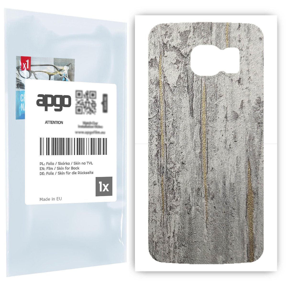 Folia naklejka skórka strukturalna na TYŁ do Samsung Galaxy S6 G920 -  Beton Złote Paski - apgo SKINS