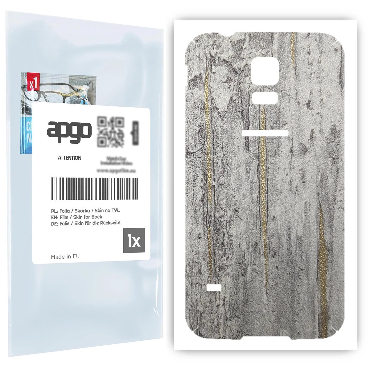 Folia naklejka skórka strukturalna na TYŁ do Samsung Galaxy S5 SM-G900F -  Beton Złote Paski - apgo SKINS