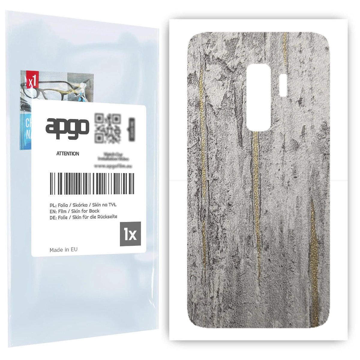 Folia naklejka skórka strukturalna na TYŁ do Samsung Galaxy S9+ -  Beton Złote Paski - apgo SKINS