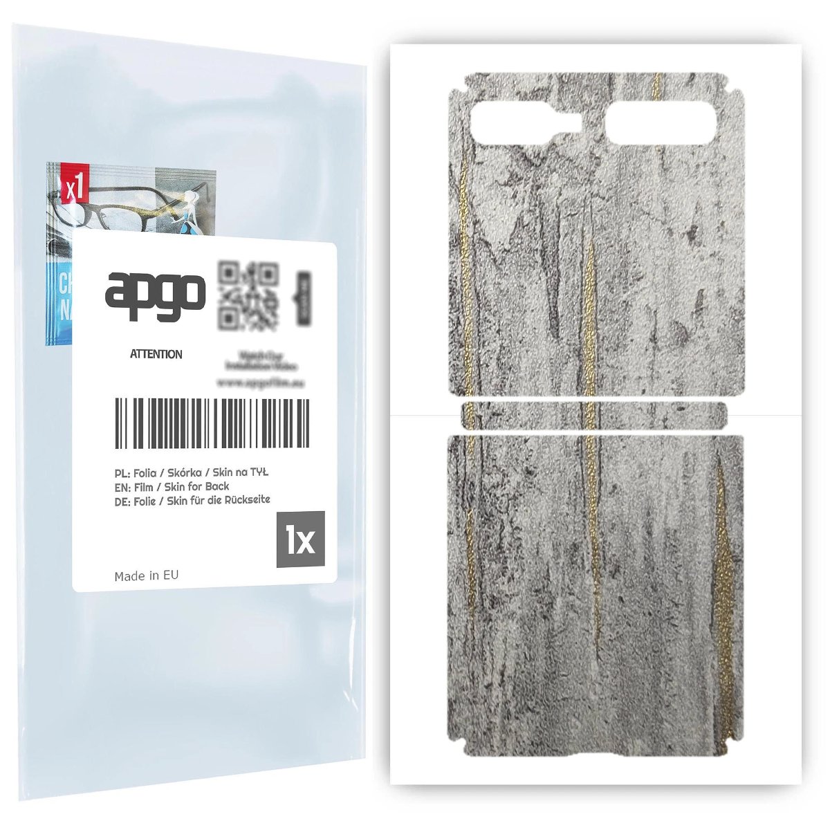 Folia naklejka skórka strukturalna na TYŁ do Samsung Galaxy Z Flip 5G -  Beton Złote Paski - apgo SKINS