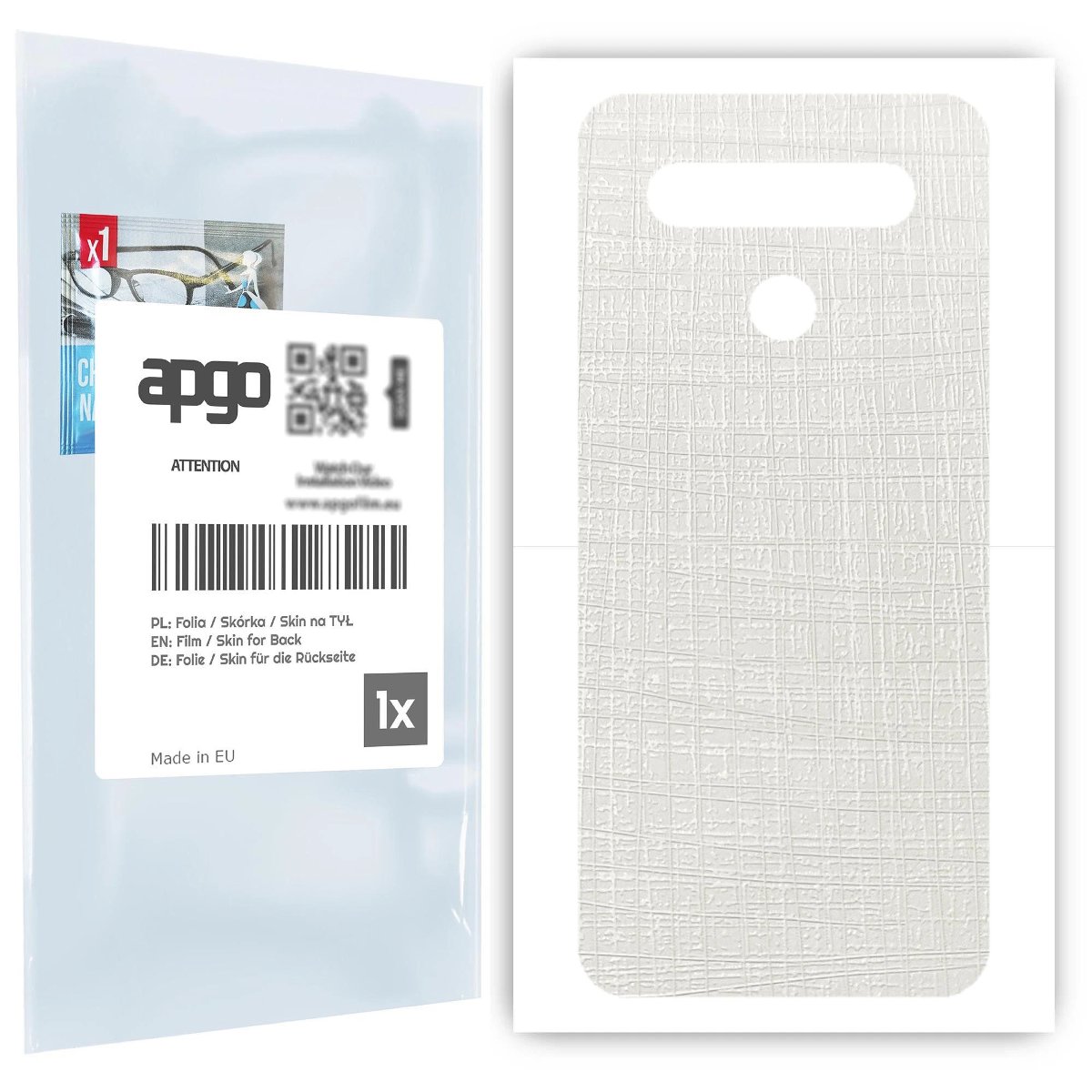 Folia naklejka skórka strukturalna na TYŁ do LG K41S -  Tkanina Biała - apgo SKINS