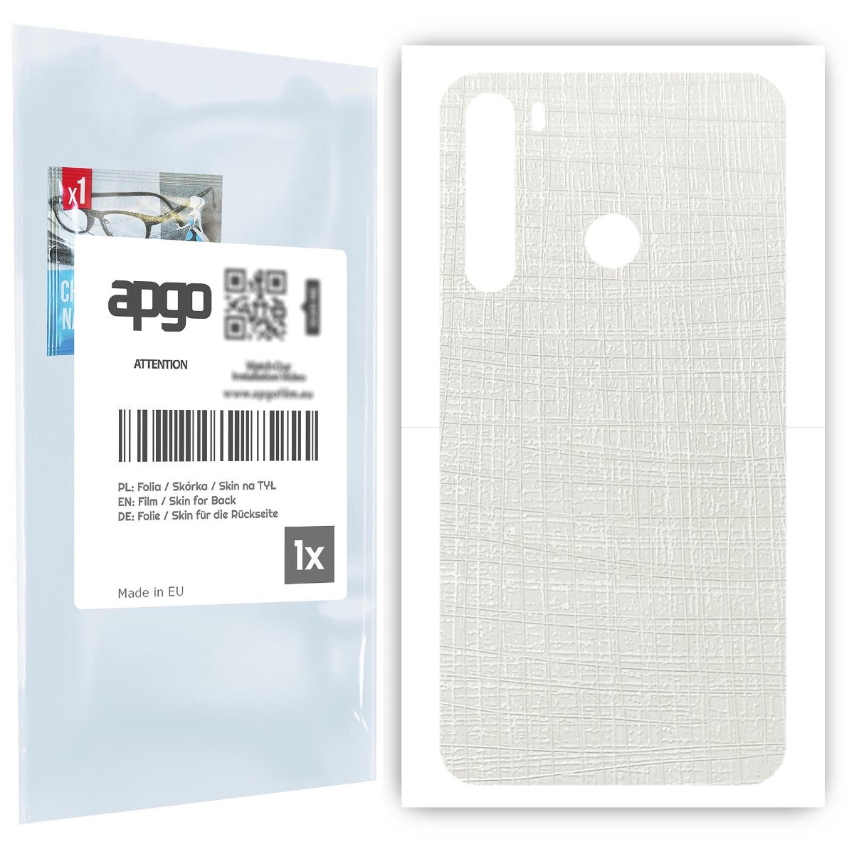 Folia naklejka skórka strukturalna na TYŁ do HTC Desire 20 Pro -  Tkanina Biała - apgo SKINS
