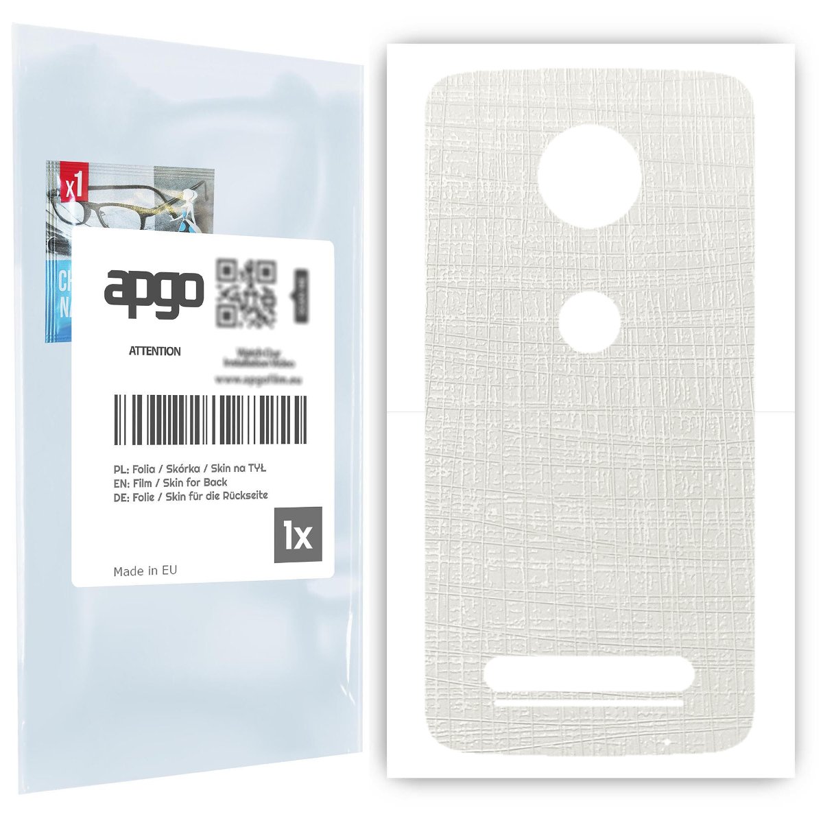 Folia naklejka skórka strukturalna na TYŁ do Motorola Moto Z2 Play -  Tkanina Biała - apgo SKINS