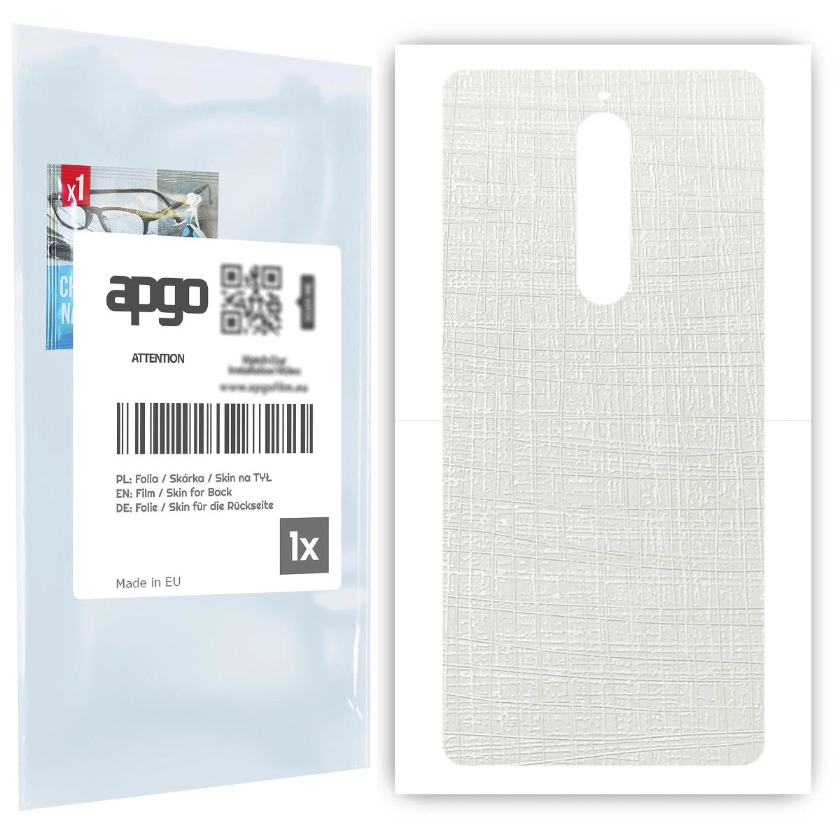 Folia naklejka skórka strukturalna na TYŁ do Nokia 5.1 -  Tkanina Biała - apgo SKINS