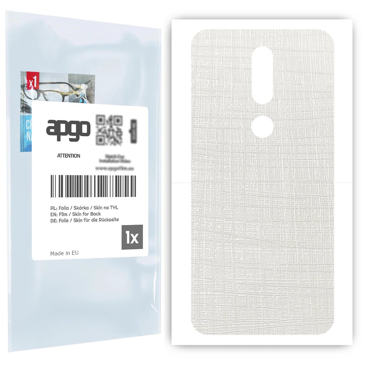 Folia naklejka skórka strukturalna na TYŁ do Nokia 7.1 -  Tkanina Biała - apgo SKINS