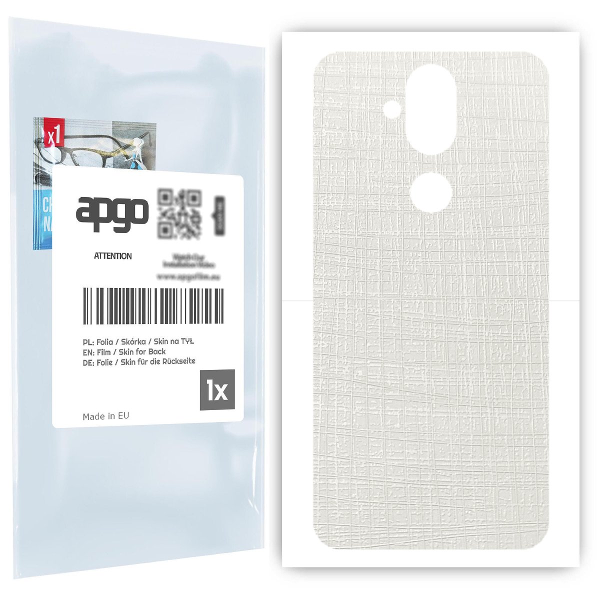 Folia naklejka skórka strukturalna na TYŁ do Nokia 8.1 (Nokia X7) -  Tkanina Biała - apgo SKINS