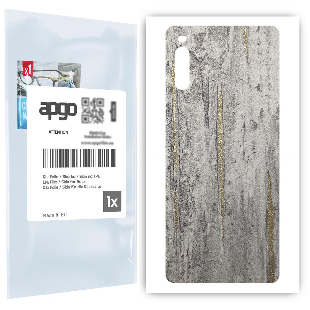 Folia naklejka skórka strukturalna na TYŁ do Sony Xperia L4 -  Beton Złote Paski - apgo SKINS