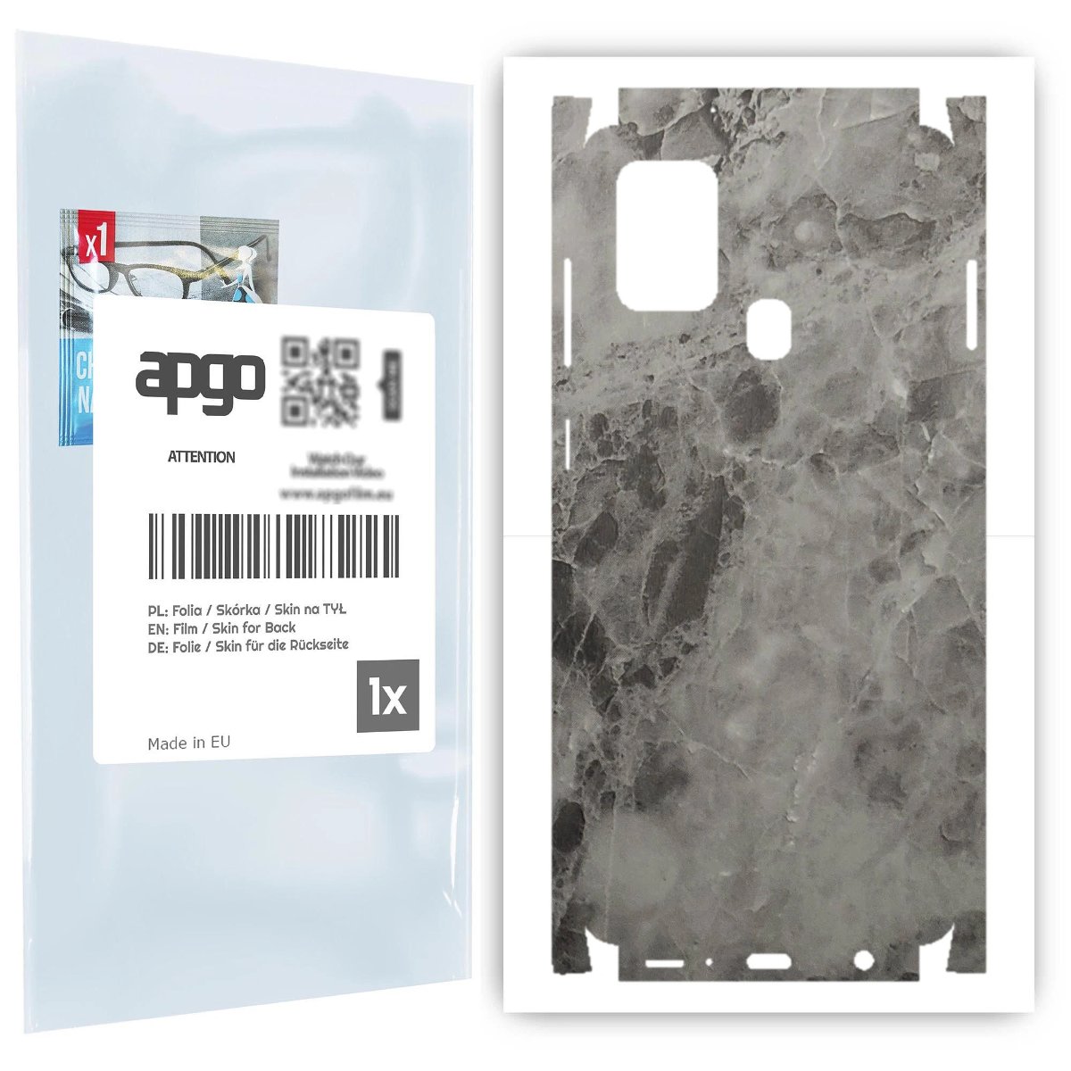 Folia naklejka skórka strukturalna na TYŁ+BOKI do Samsung Galaxy A21s -  Marmur Czarny - apgo SKINS