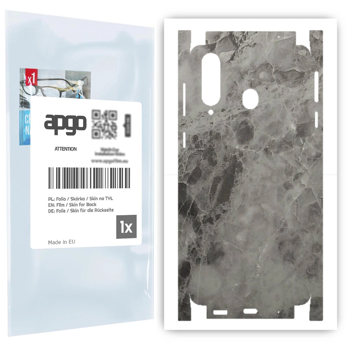 Folia naklejka skórka strukturalna na TYŁ+BOKI do Samsung Galaxy A8s -  Marmur Czarny - apgo SKINS