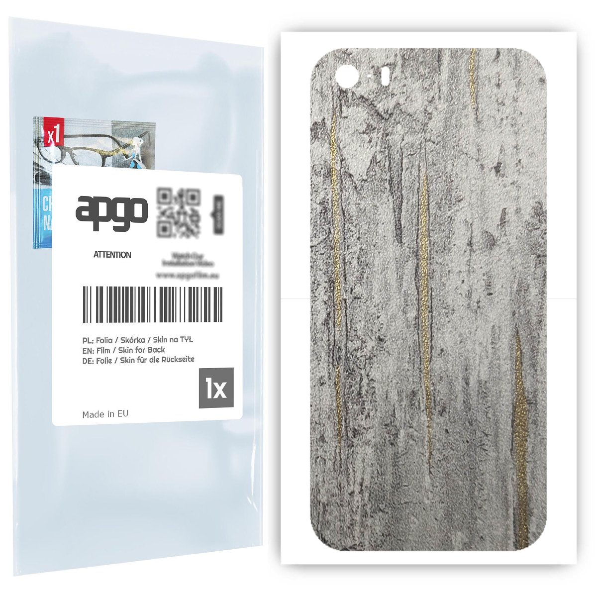 Folia naklejka skórka strukturalna na TYŁ do Apple iPhone 5 -  Beton Złote Paski - apgo SKINS