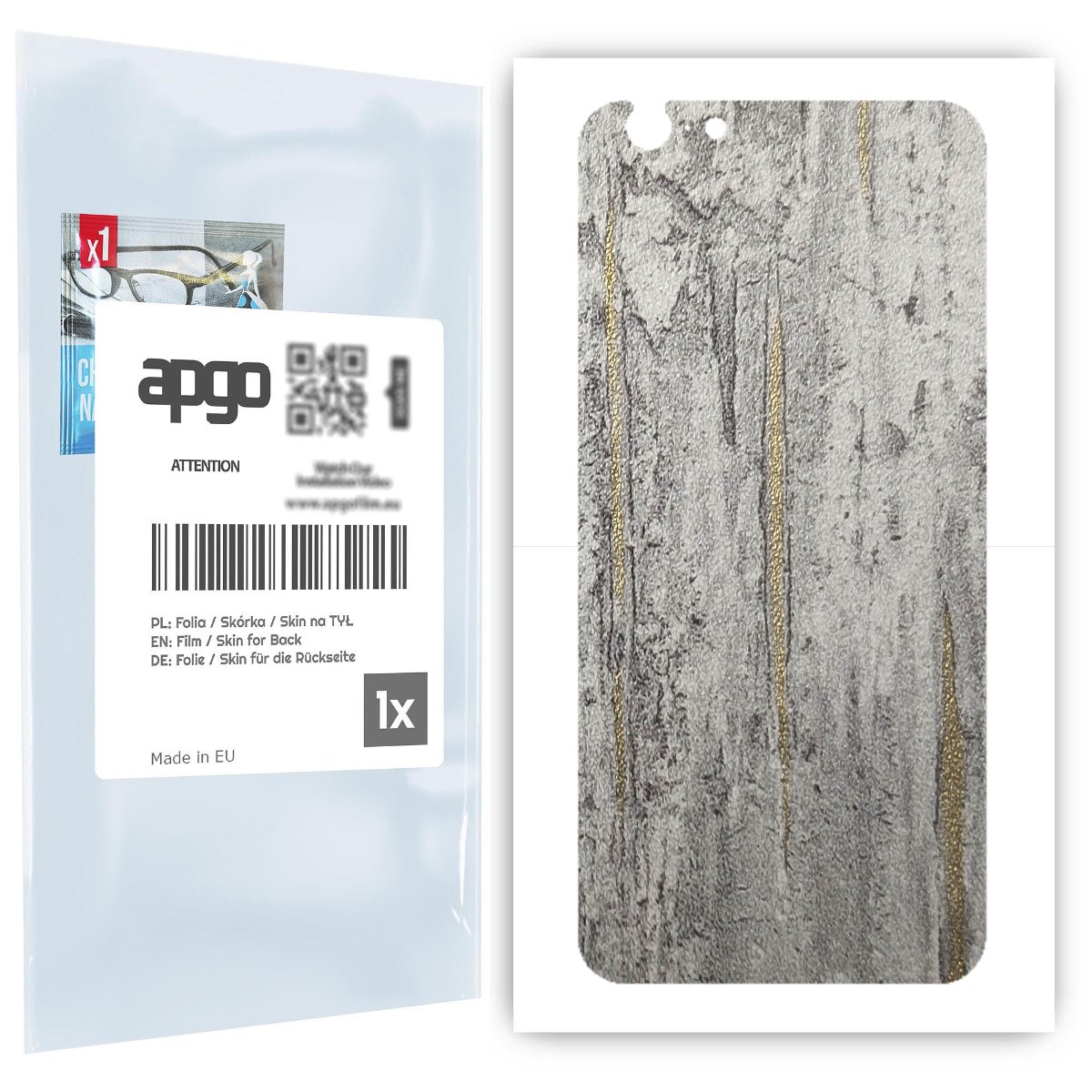 Folia naklejka skórka strukturalna na TYŁ do Apple iPhone 6s -  Beton Złote Paski - apgo SKINS