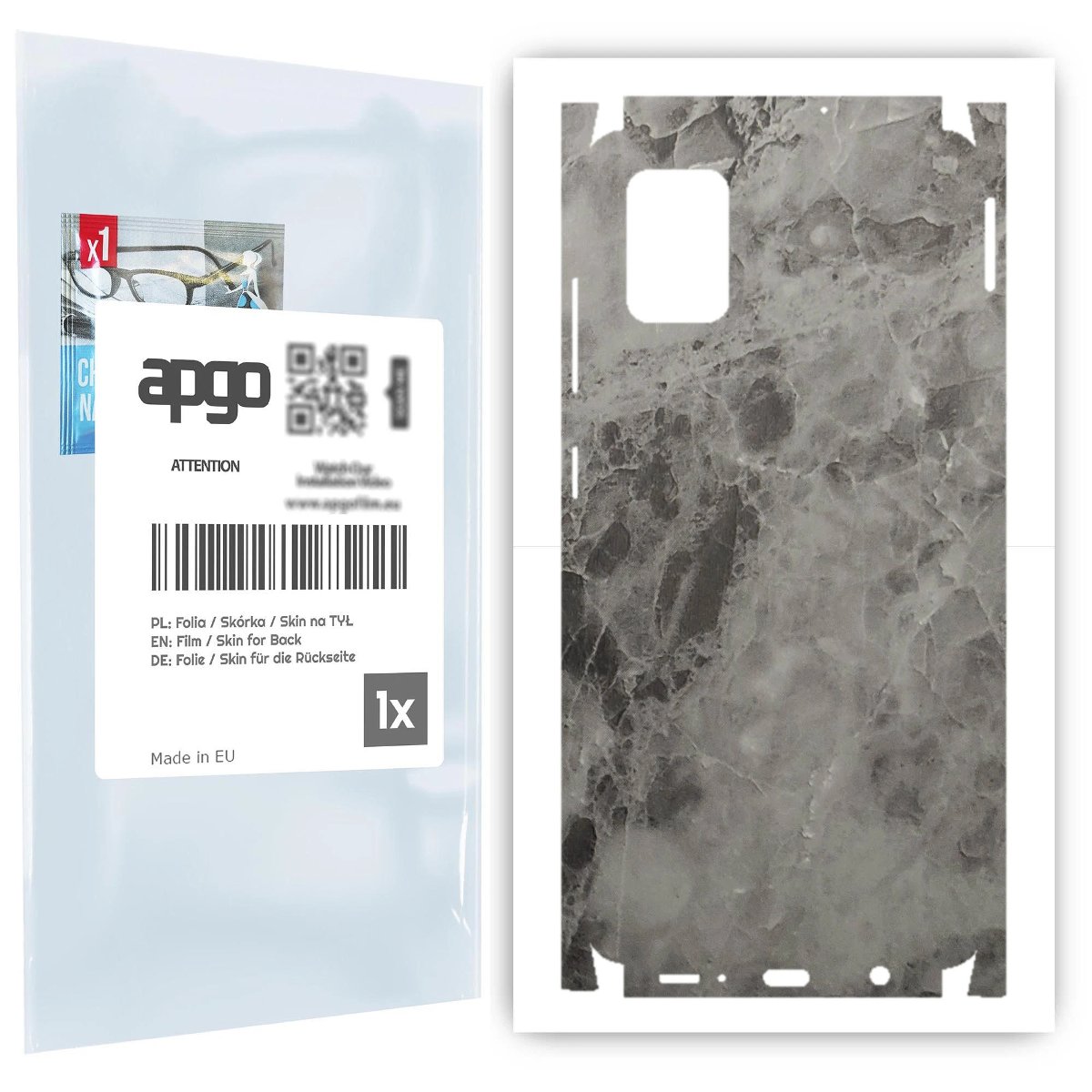 Folia naklejka skórka strukturalna na TYŁ+BOKI do Samsung Galaxy A51 -  Marmur Czarny - apgo SKINS