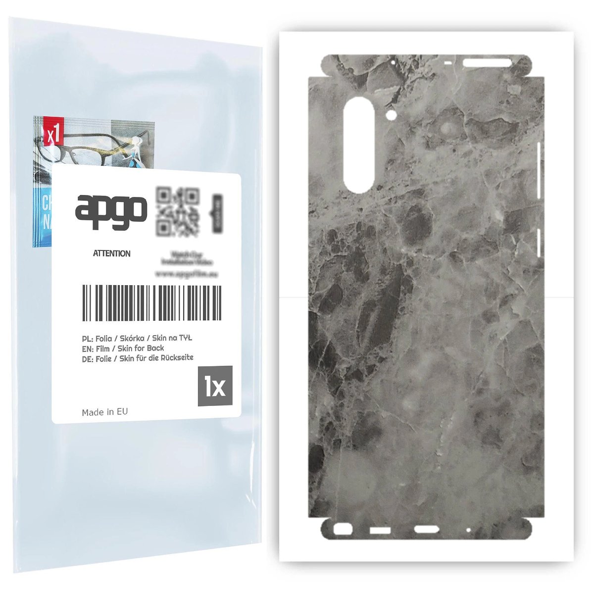 Folia naklejka skórka strukturalna na TYŁ+BOKI do Samsung Galaxy Note 10 -  Marmur Czarny - apgo SKINS