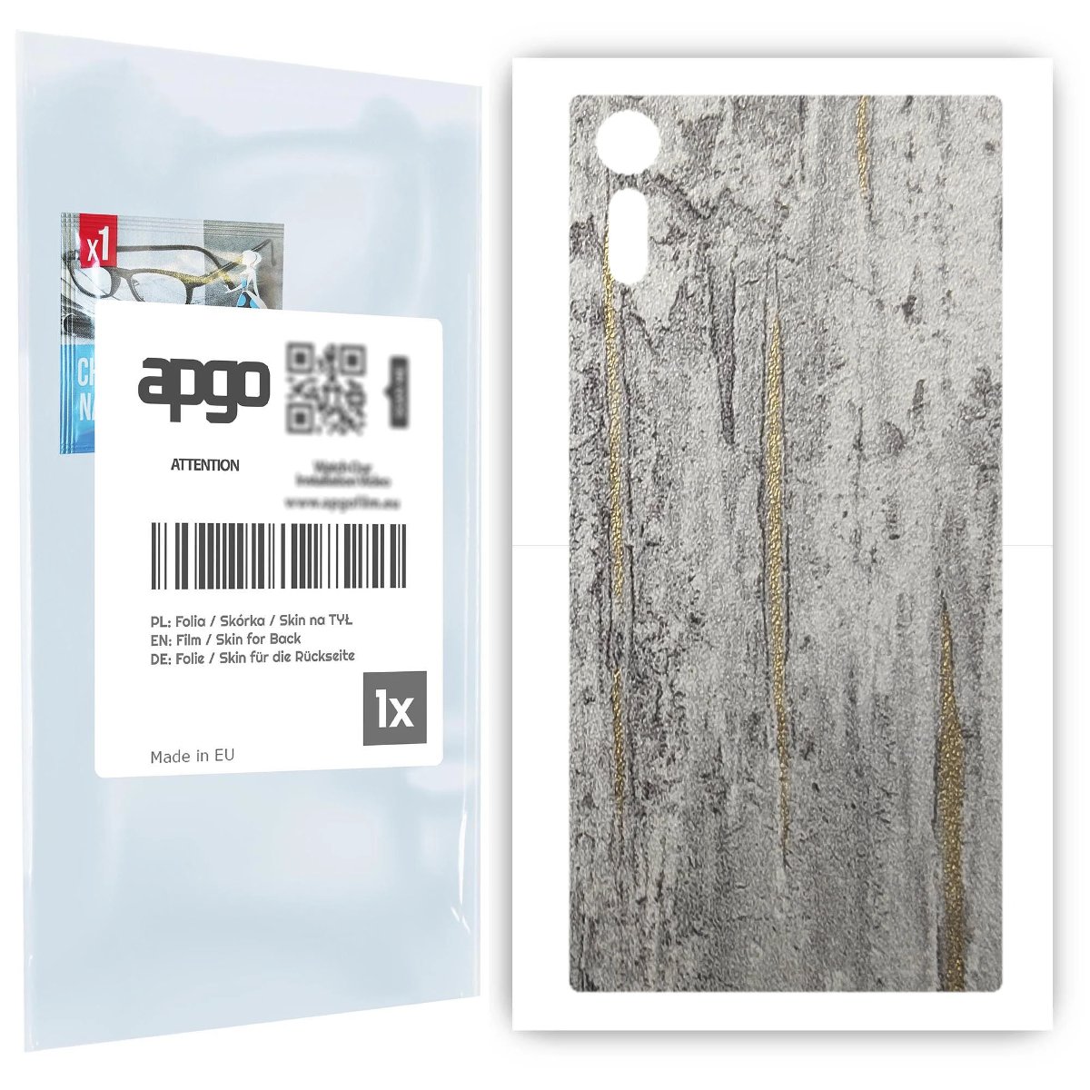 Folia naklejka skórka strukturalna na TYŁ do Sony Xperia XZ -  Beton Złote Paski - apgo SKINS