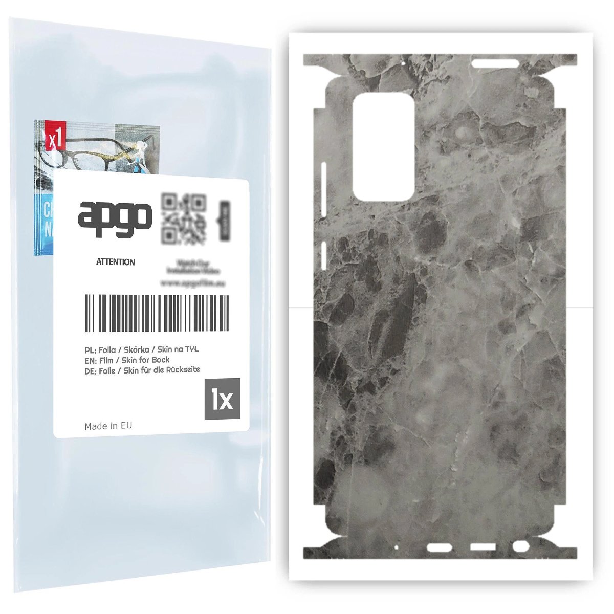 Folia naklejka skórka strukturalna na TYŁ+BOKI do Samsung Galaxy Note 20 -  Marmur Czarny - apgo SKINS