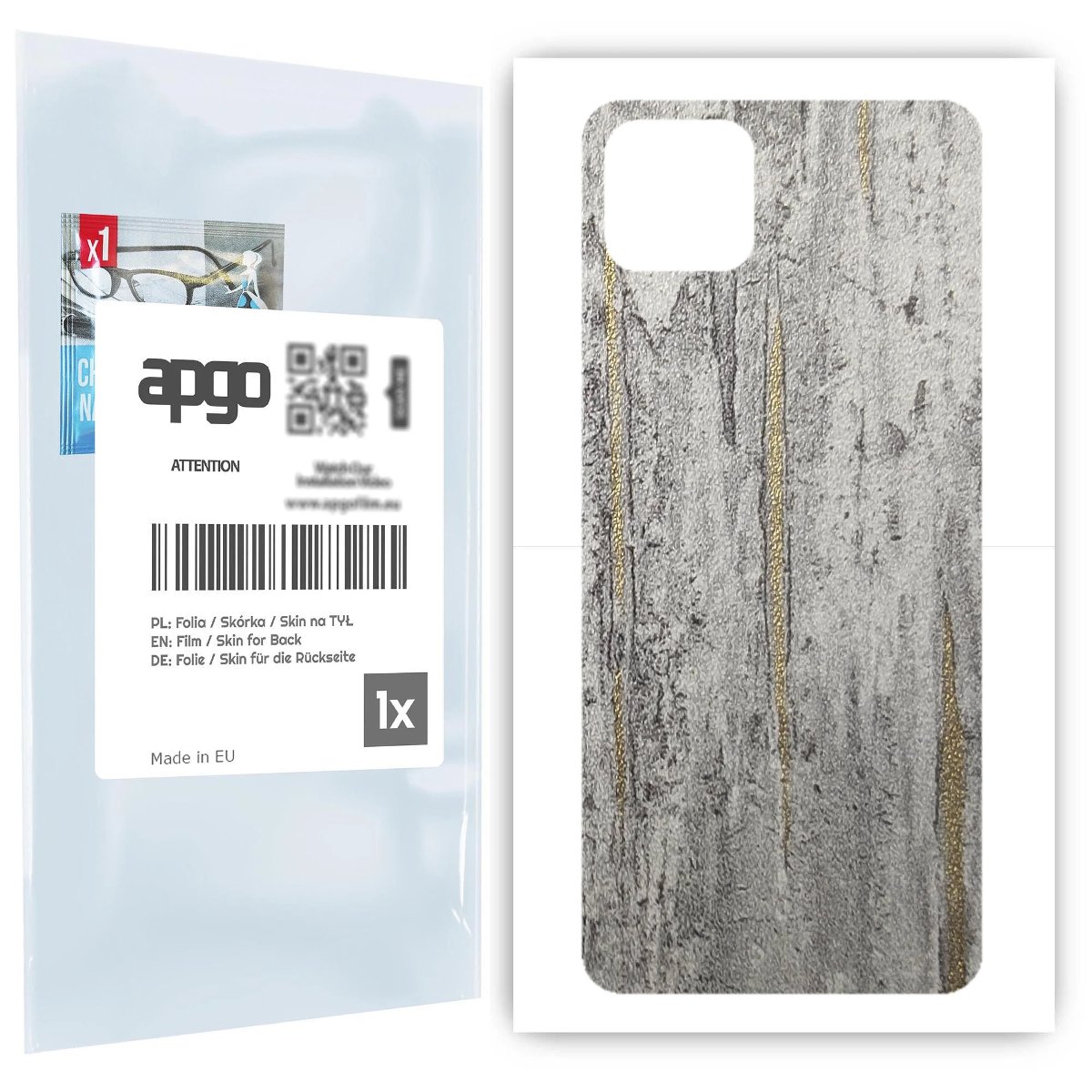 Folia naklejka skórka strukturalna na TYŁ do Oppo A53 -  Beton Złote Paski - apgo SKINS