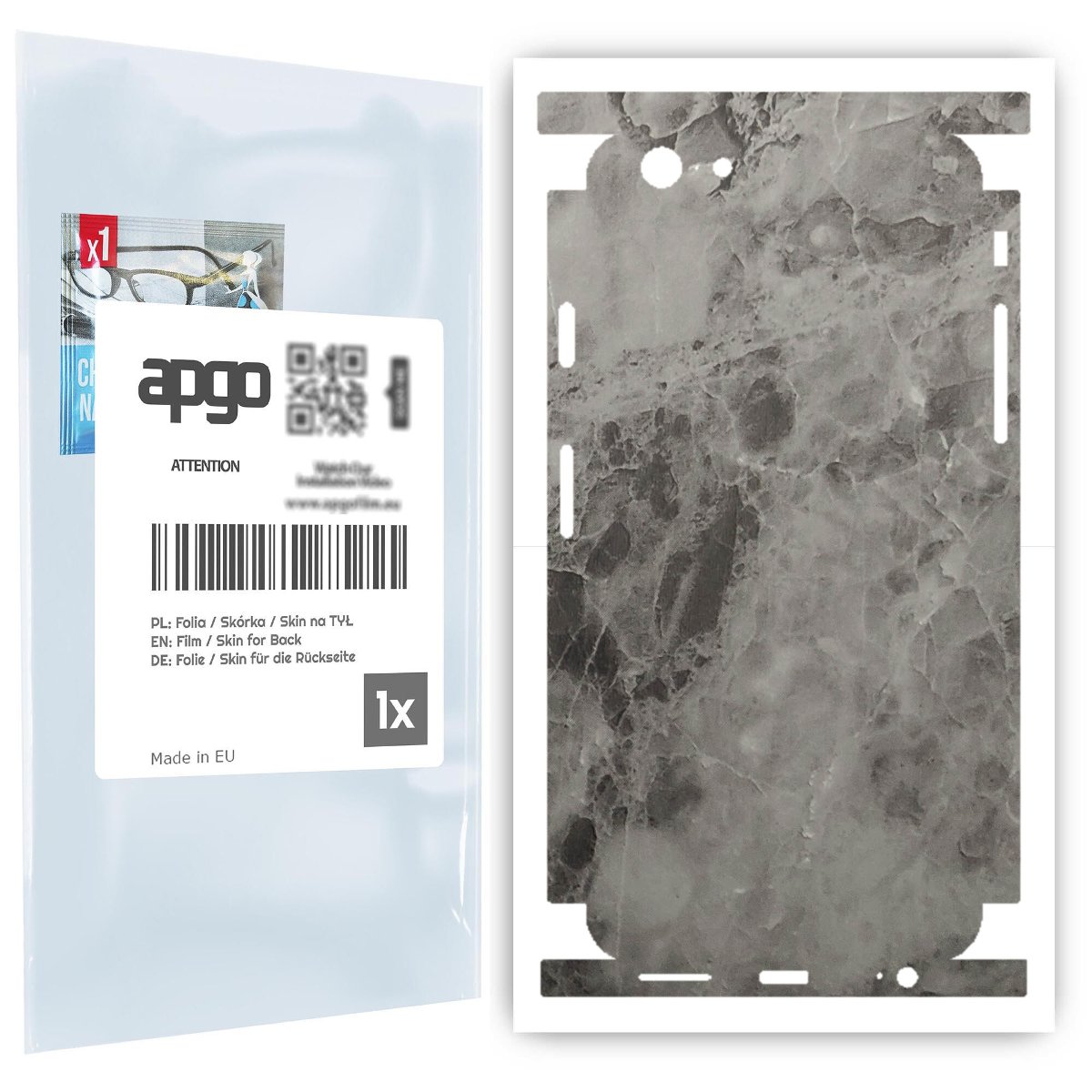 Folia naklejka skórka strukturalna na TYŁ+BOKI do Apple iPhone 6s -  Marmur Czarny - apgo SKINS