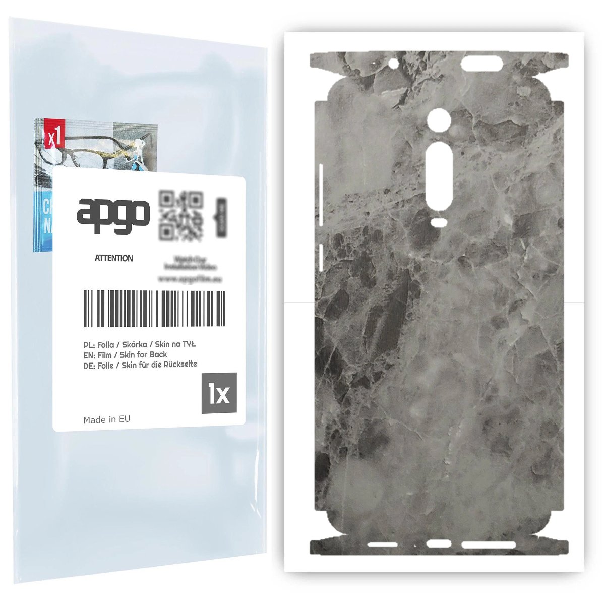 Folia naklejka skórka strukturalna na TYŁ+BOKI do Xiaomi Mi 9T -  Marmur Czarny - apgo SKINS